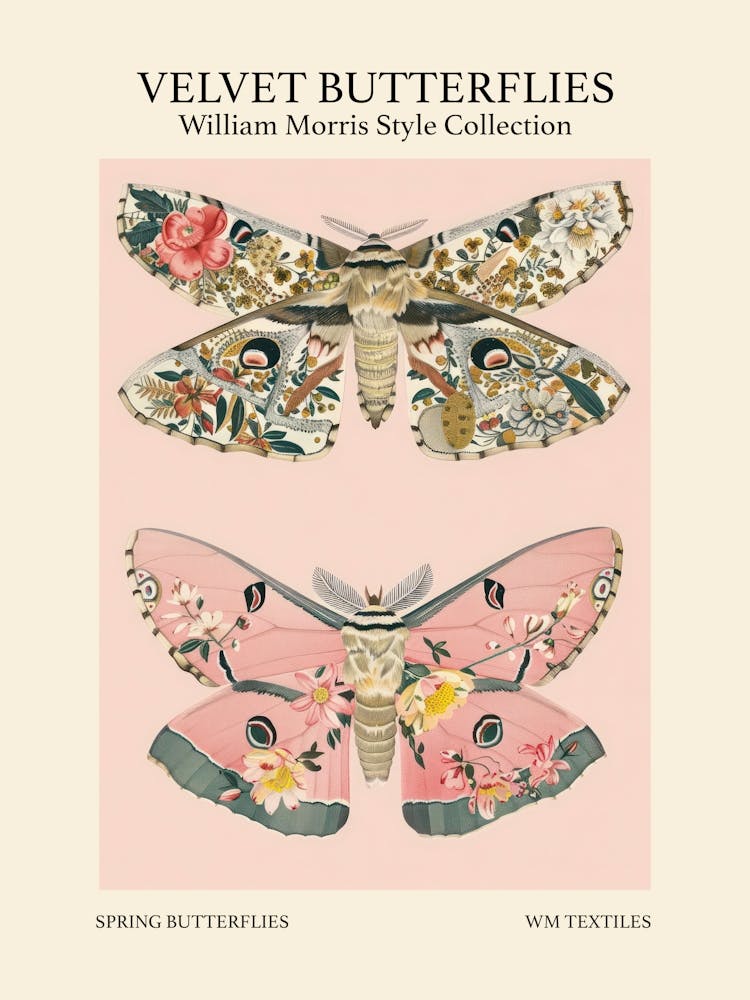 Velvet Butterflies Collection Spring Butterflies William Morris Style 2