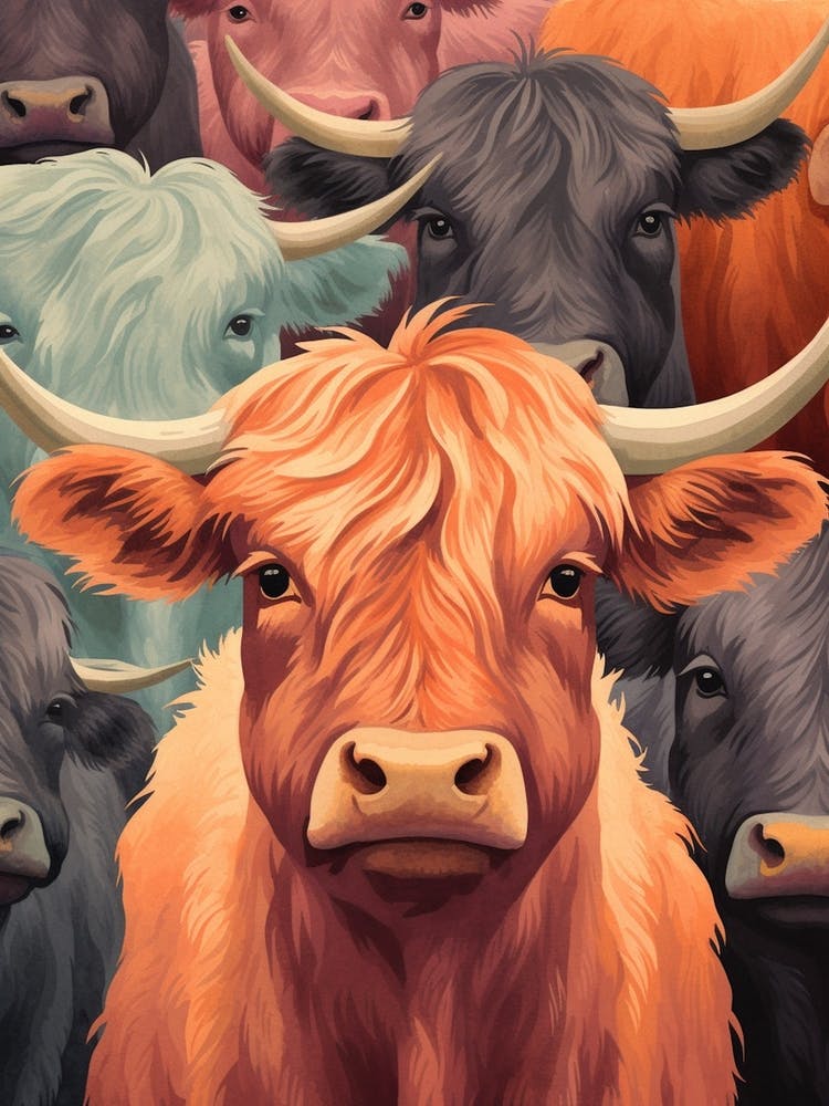 Highland Cow Duplicated