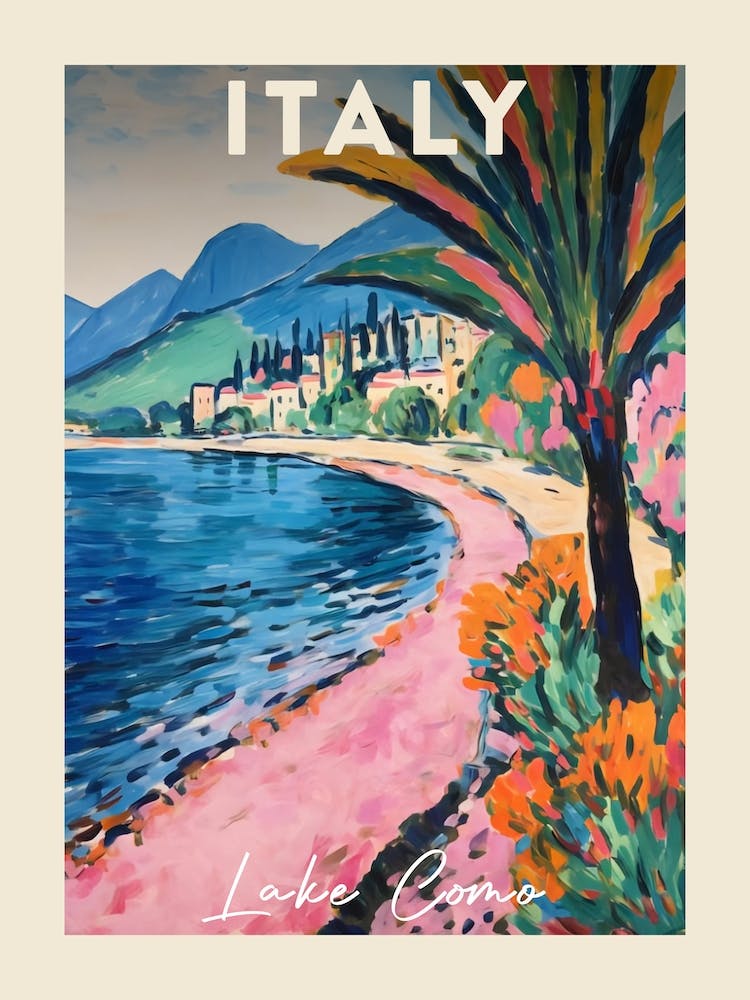 Lake Como Italy 8 Fauvist Painting  Travel Poster