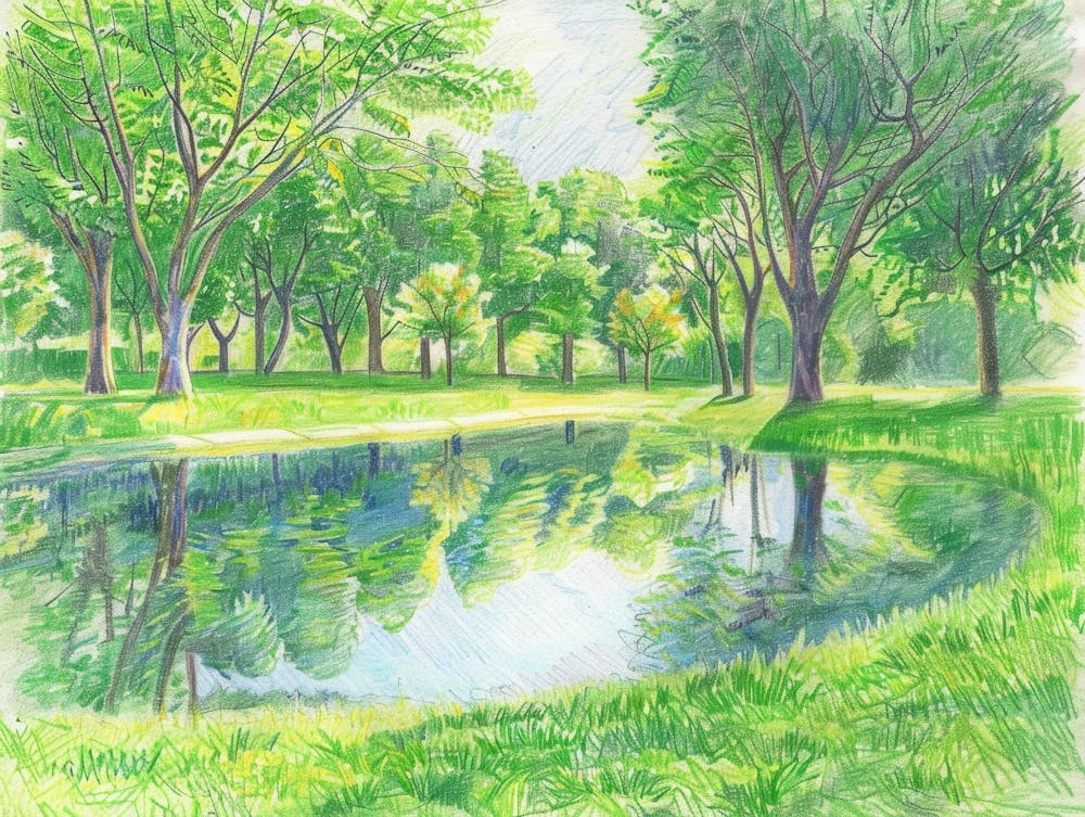 Aquarell eines Parks