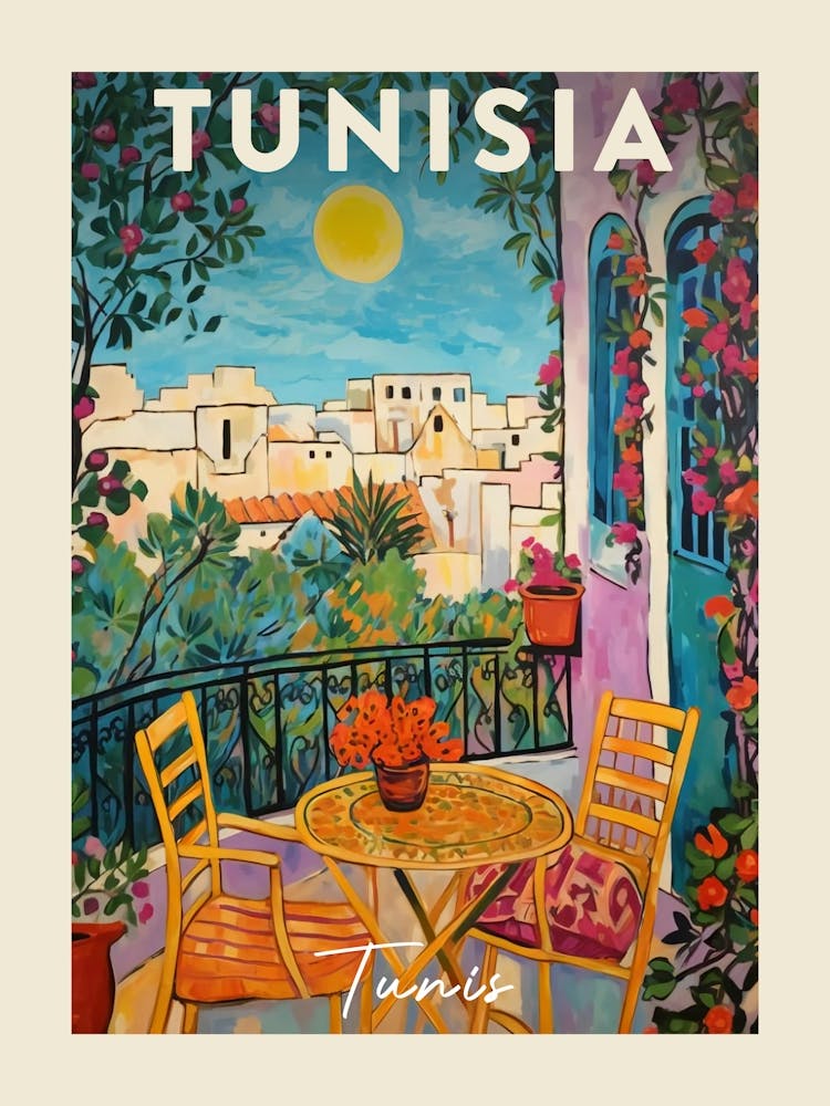 Tunis Tunisia 3 Fauvist Painting Travel Poster