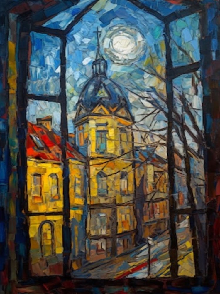 Window View Of Moscow Russia In The Style Of Expressionism 1