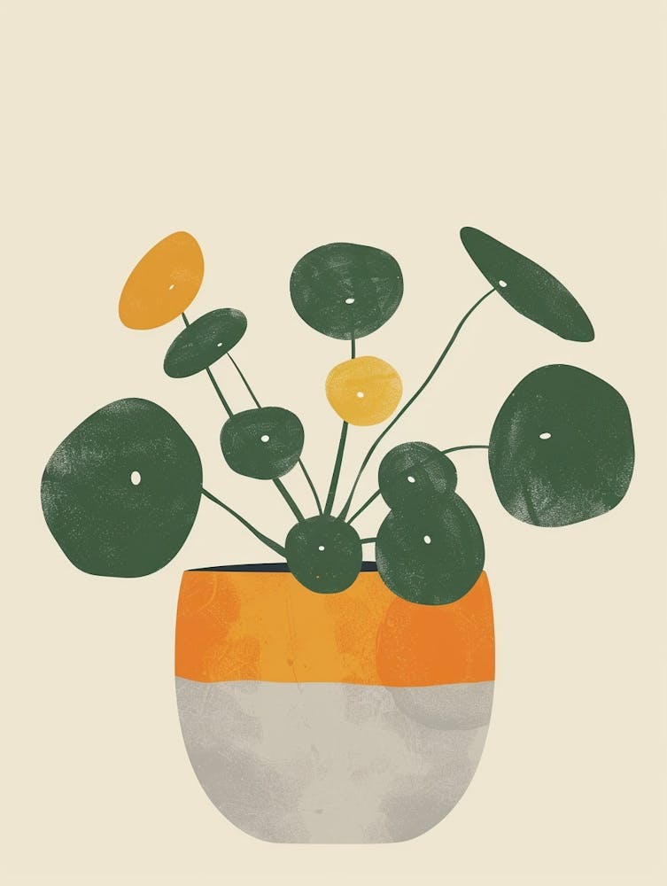 Pilea Plant Minimalist Illustration 5