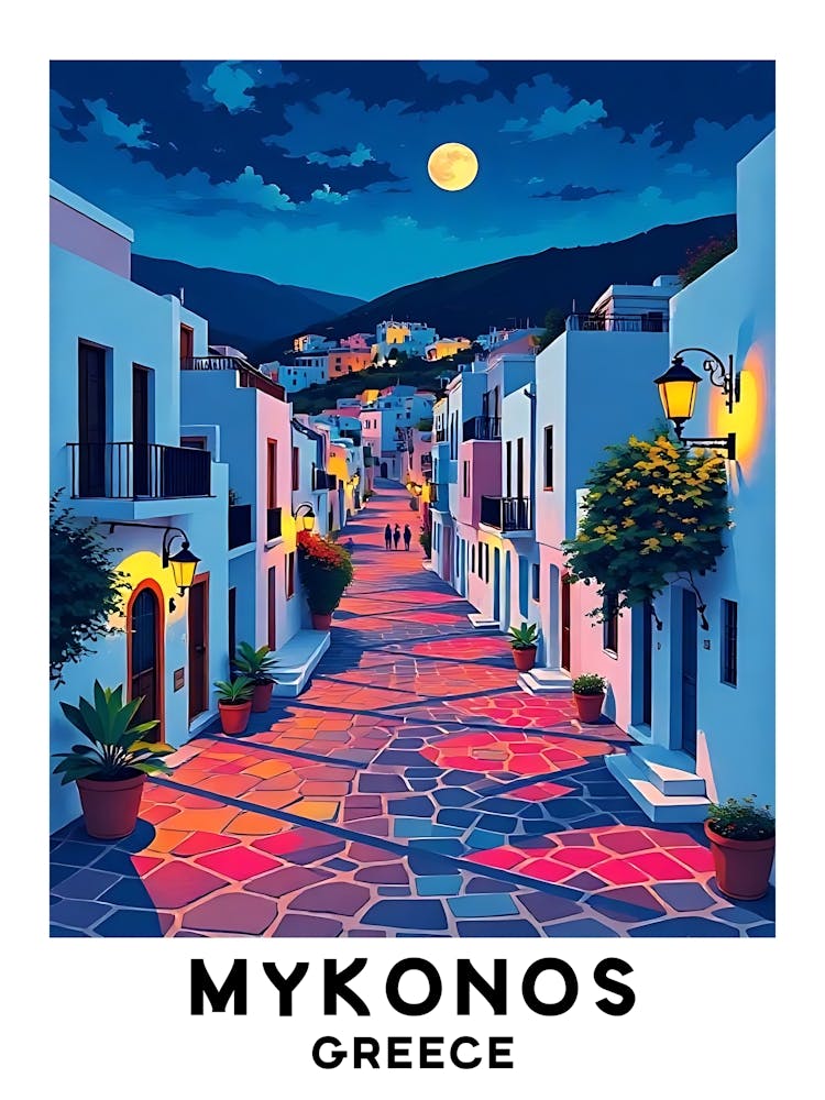 Mykonos - Griechenland Vintage-Reiseposter 43