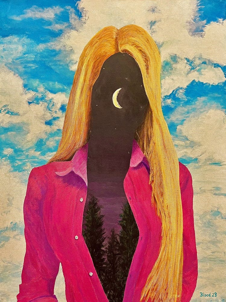 Sie Ist Die Nacht Surreales Porträt einer Dame im Wolkenhimmel