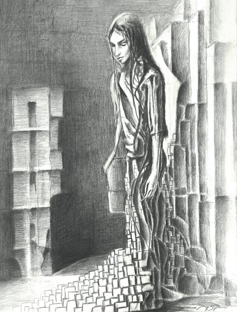 Stone, Graphite Drawing on Paper
