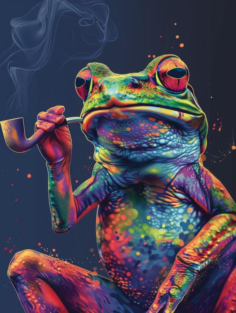 Frog Smoking A Pipe