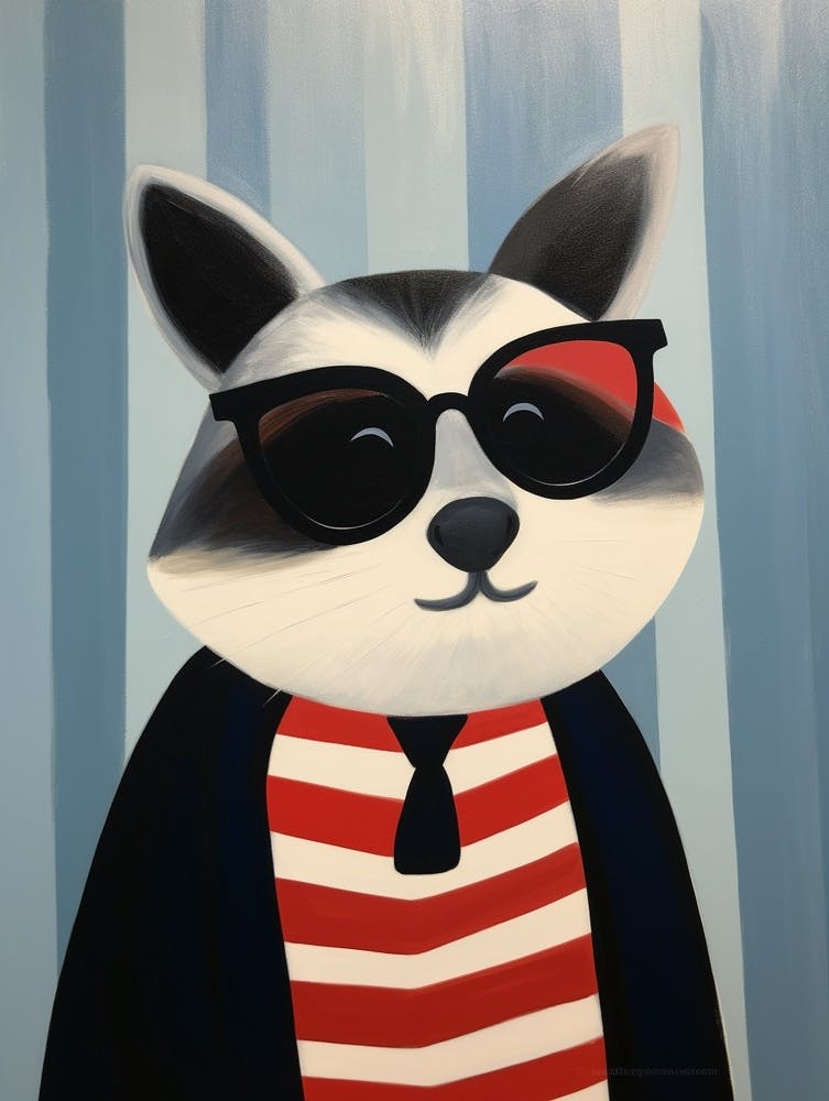 Little Raccoon Wearing Sunglasses