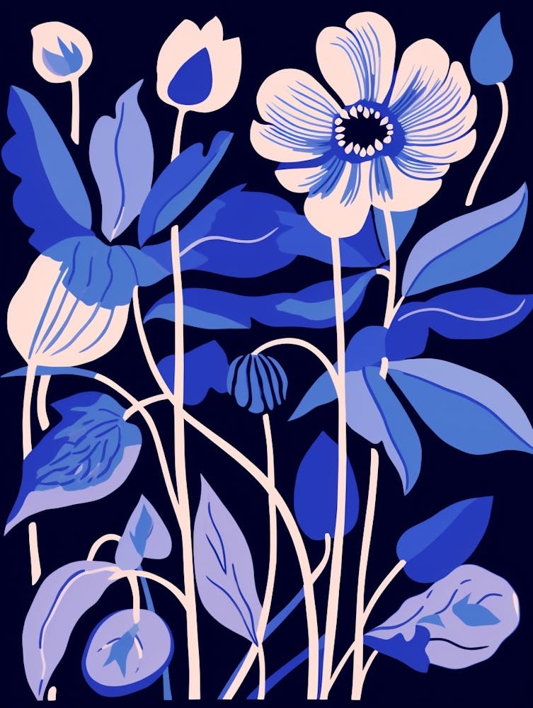 Blue Flower Illustration Columbine 4