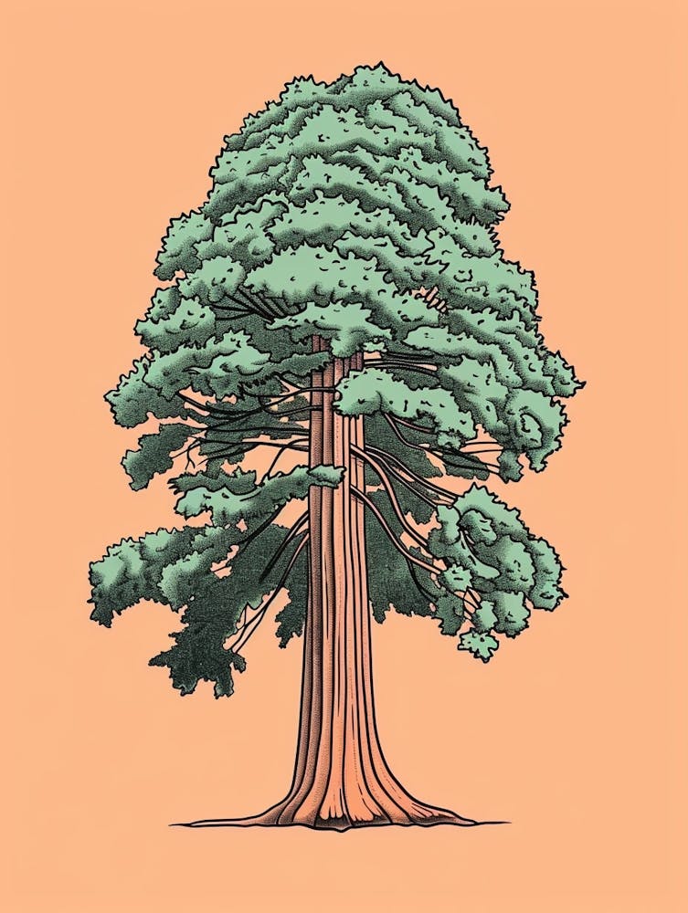 Sequoia Tree Minimalistic Drawing 3