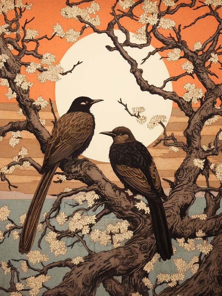 Art Nouveau Birds Poster Cormorant