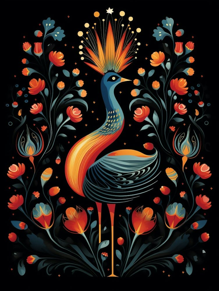 Illustration d'oiseau folklorique - Grèbe 4