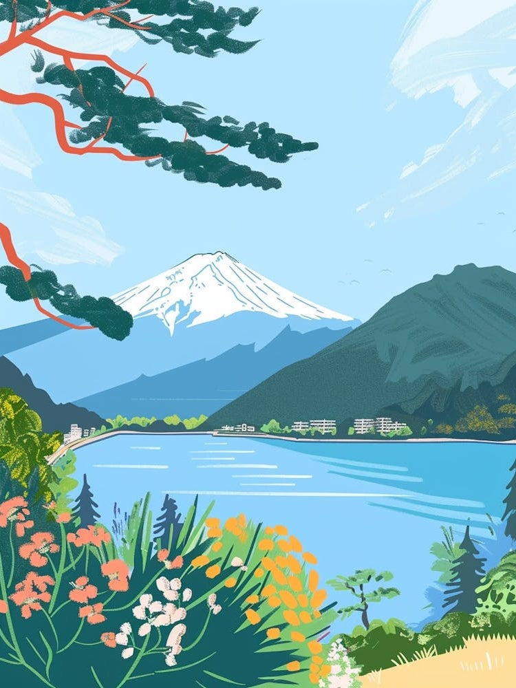 Hakone Japan 1 Colourful Illustration