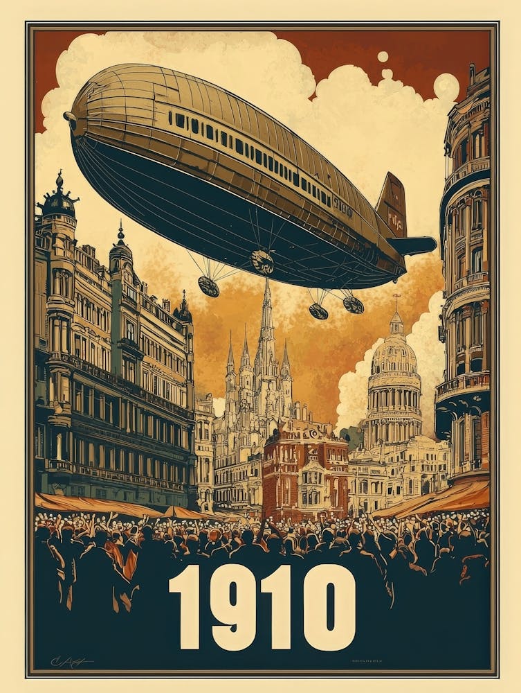 Aihrgdesign A Vintage Poster Of An Early Airship Soaring Abov 2b7180b3 024c 4c01 96bd 9700a1eba1ed 3