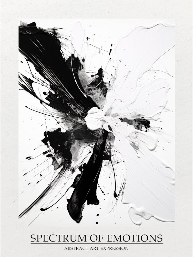 Spectrum Of Emotions Abstract Black And White 5 Poster