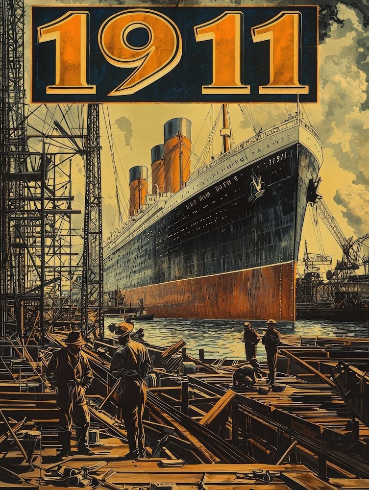 Aihrgdesign A Vintage Engineering Poster Showing The Titanic 6