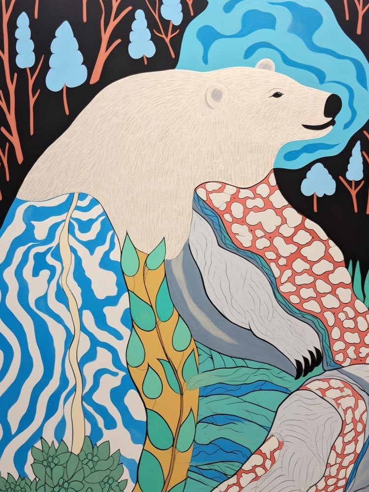 Maximalist Animal Painting Polar Bear 5
