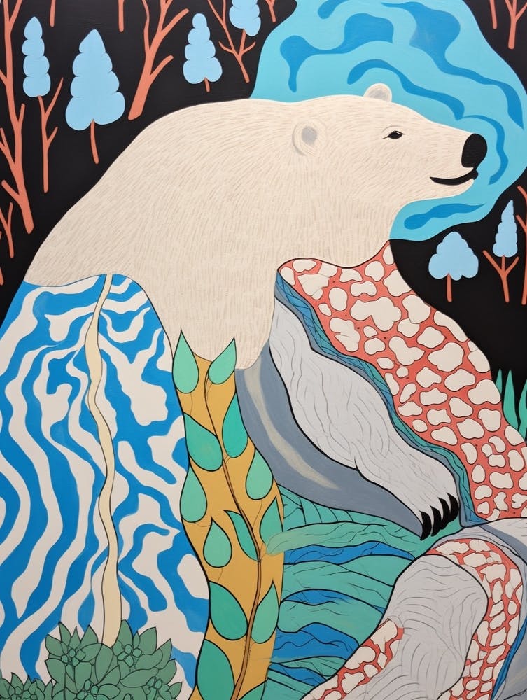 Maximalist Animal Painting Polar Bear 5