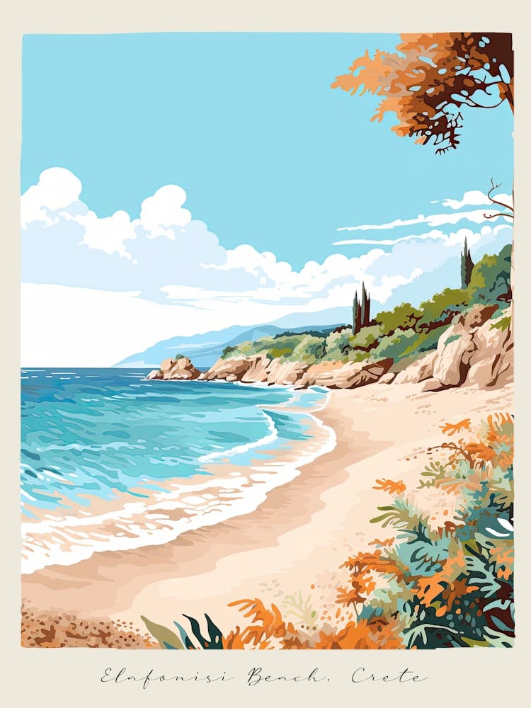 Poster Of Elafonisi Beach, Crete, Greece, Matisse And Rousseau Style 2