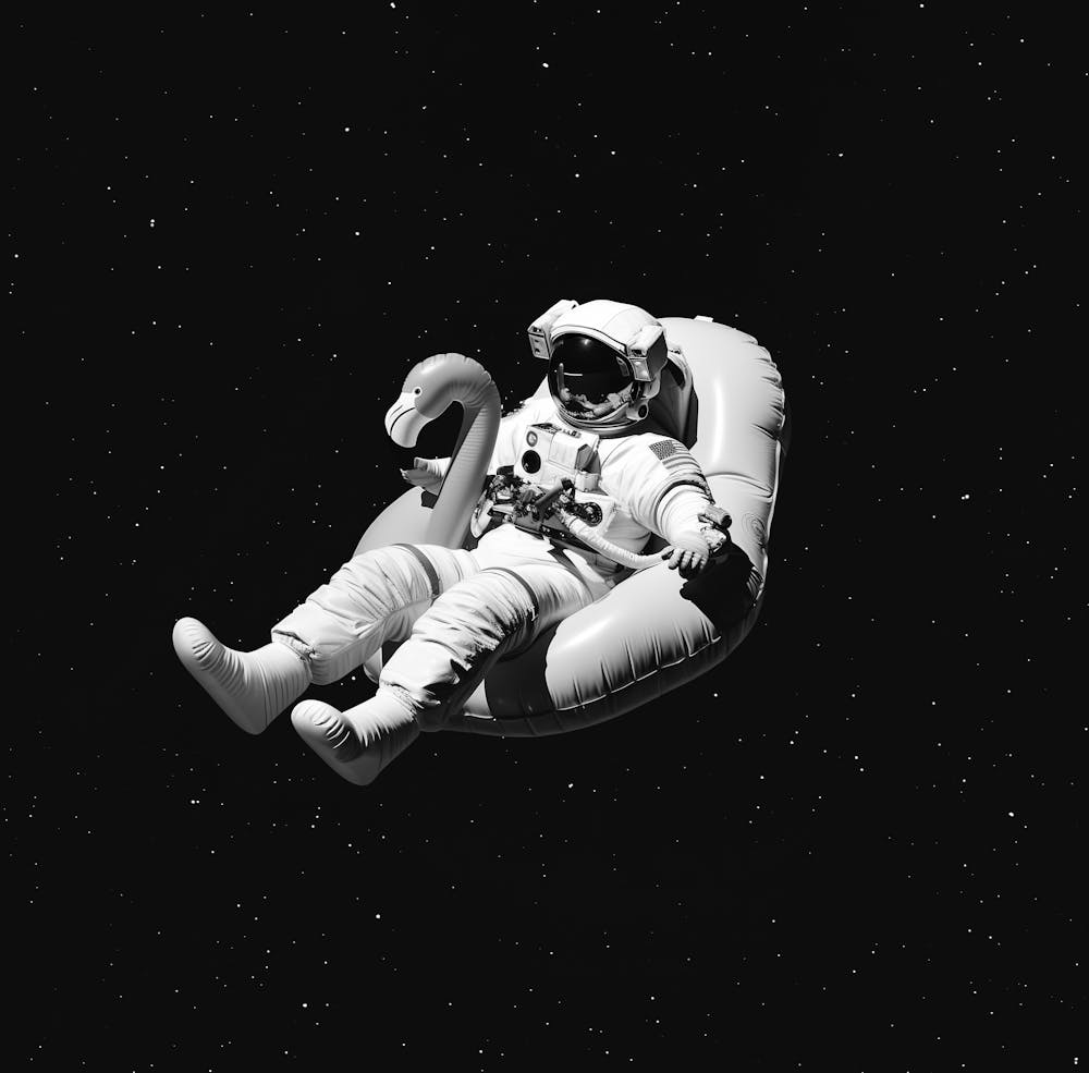 Astronaut schwebt im Weltraum