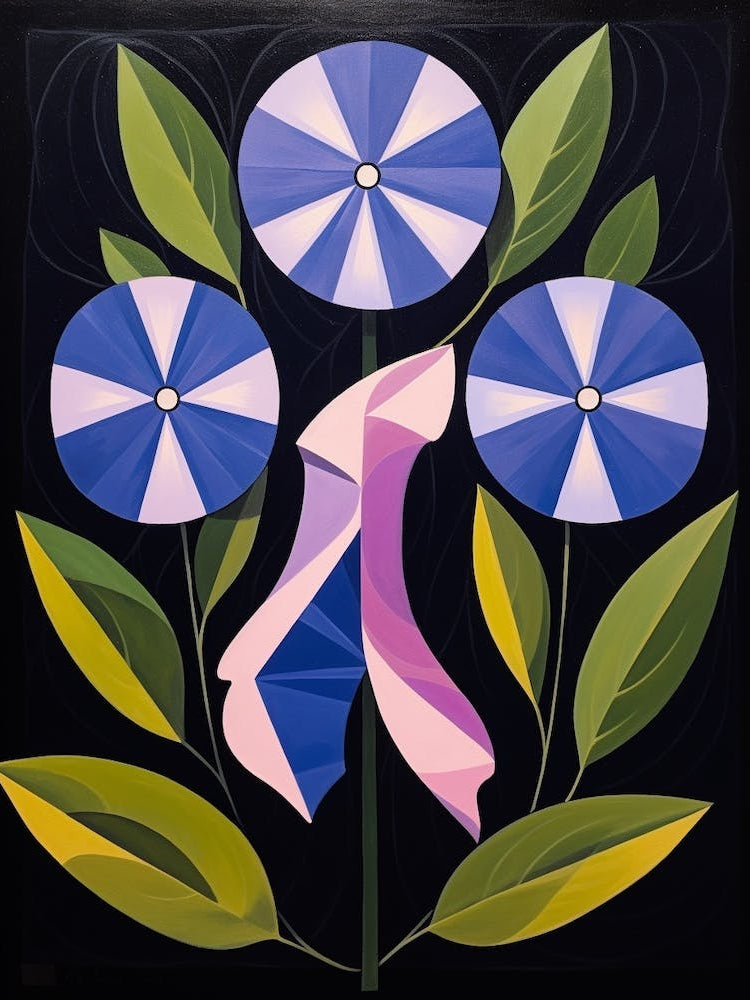 Periwinkle 3 Hilma Af Klint Inspired Flower Illustration