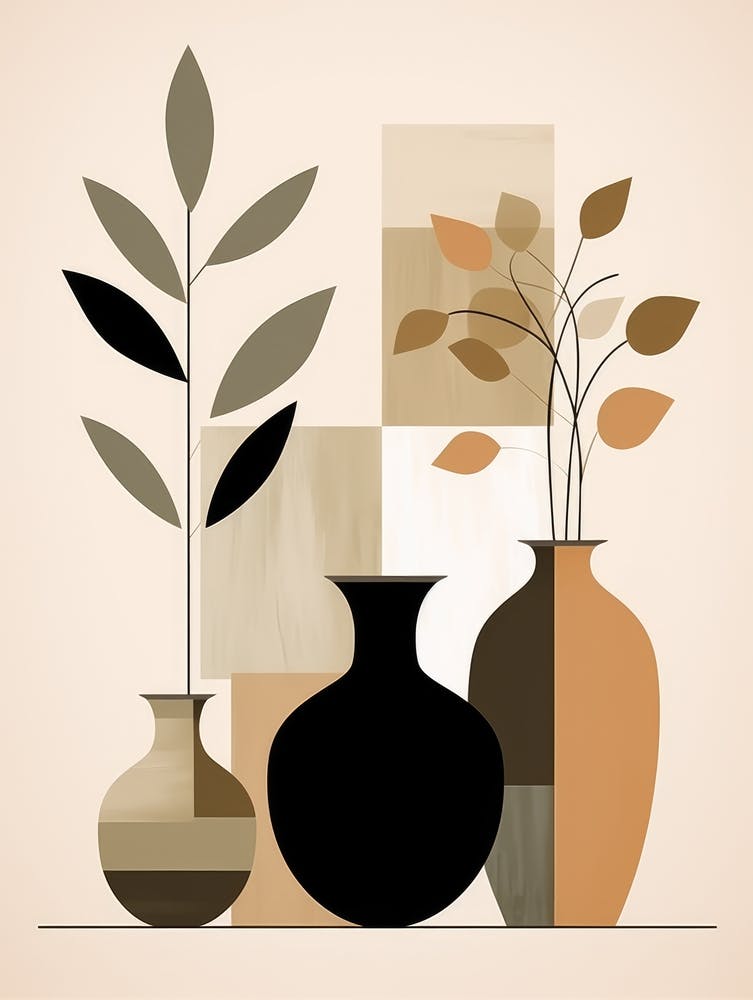 Three Vases With Plants