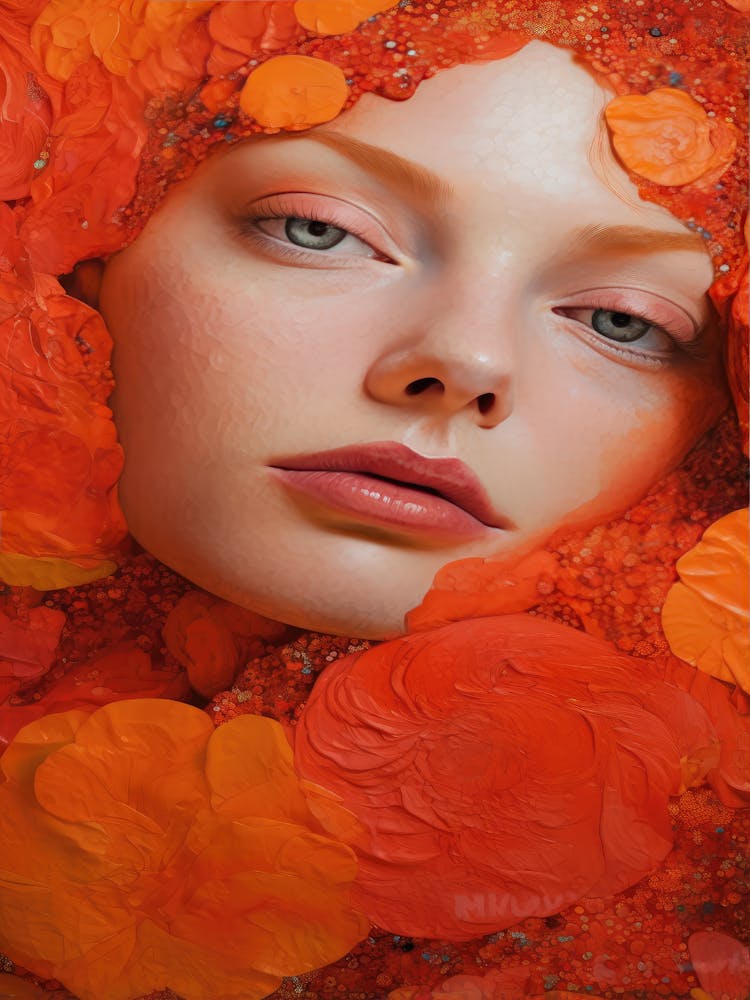 Girl With Flowers On Her Face