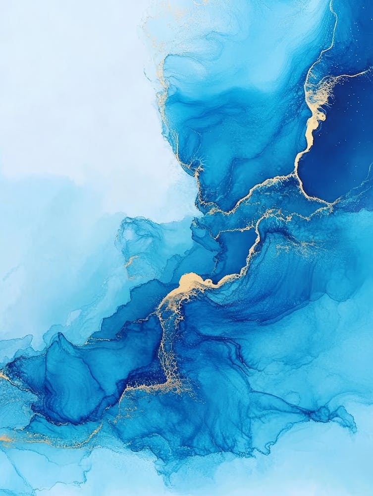 Luxury Blue Abstract Background Of Marble Liquid Ink