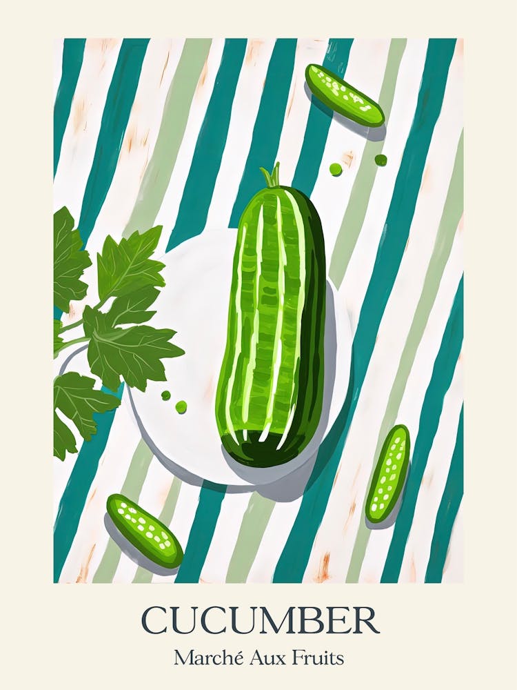 Marche Aux Fruits Cucumber Fruit Summer Illustration 2