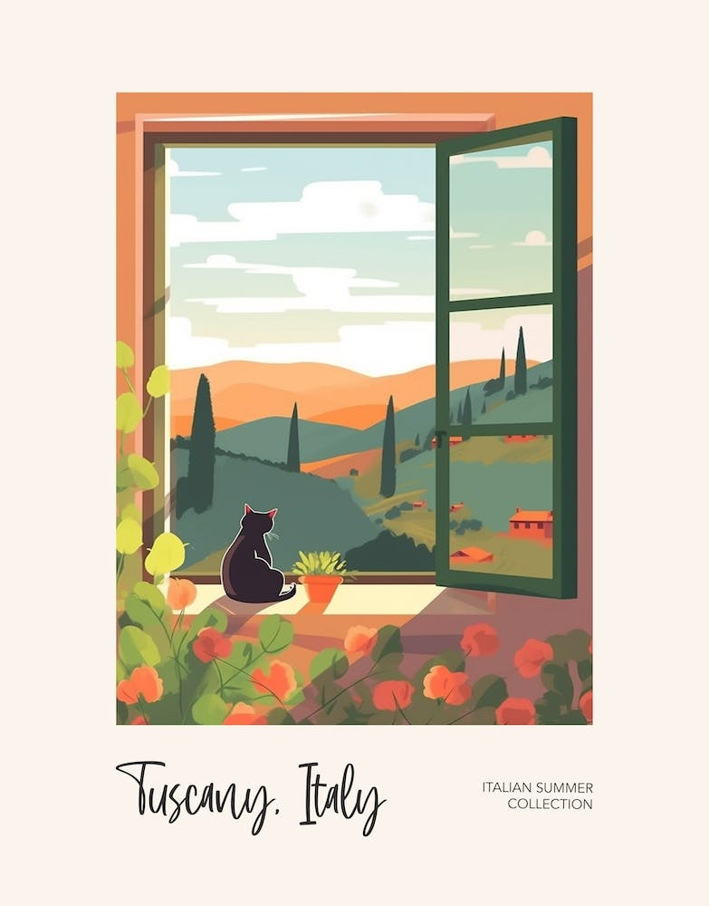 Tuscany Cat On A Window 2 Italian Summer Collection
