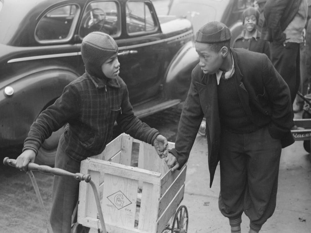 Boys In Front Of A&P Market Waiting For Jobs To Cart Home Groceries Of Shoppers, Chicago, Illinois By Russell Lee