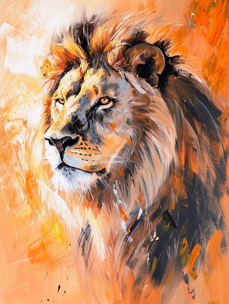 African Lion Symbolic Imagery Acrylic Painting 2