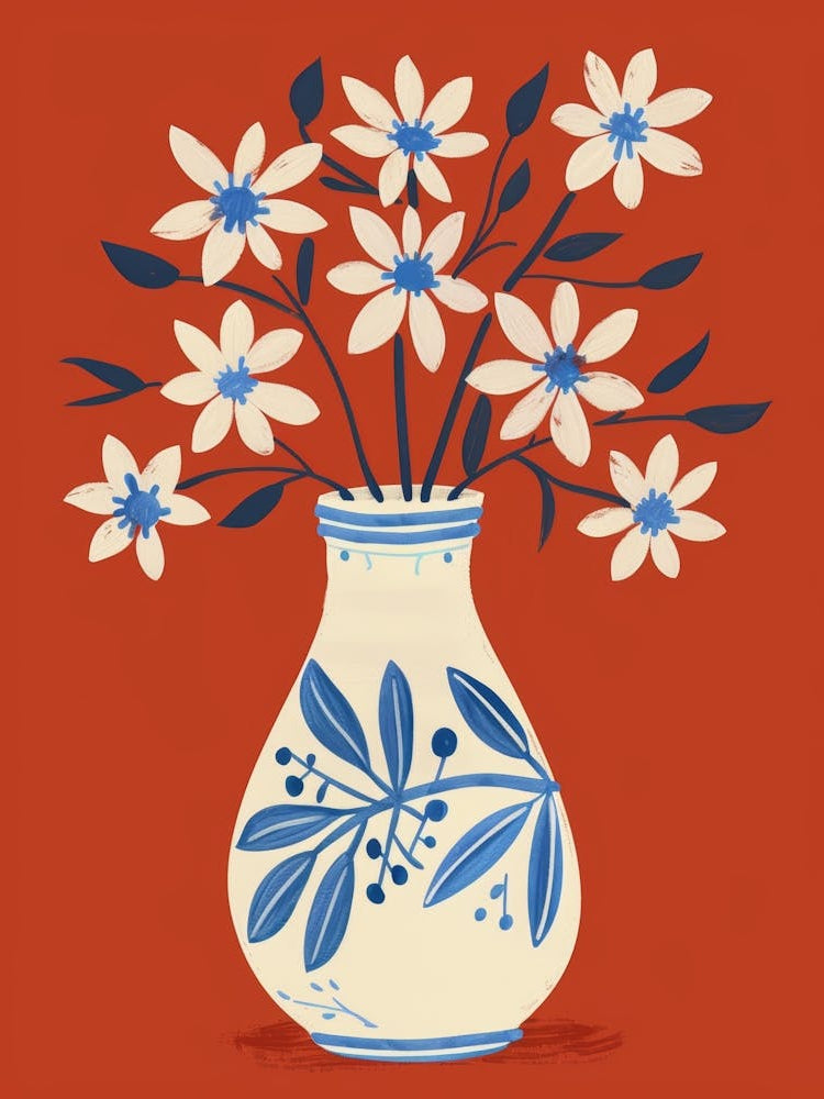 Blue Flowers In A Vase 6