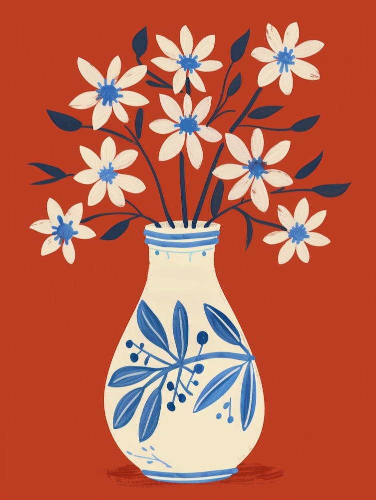 Blue Flowers In A Vase 6