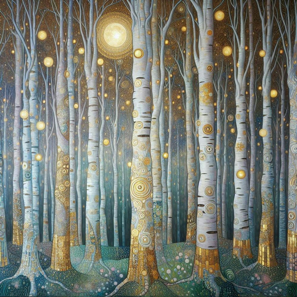 Birch Trees In The Moonlight