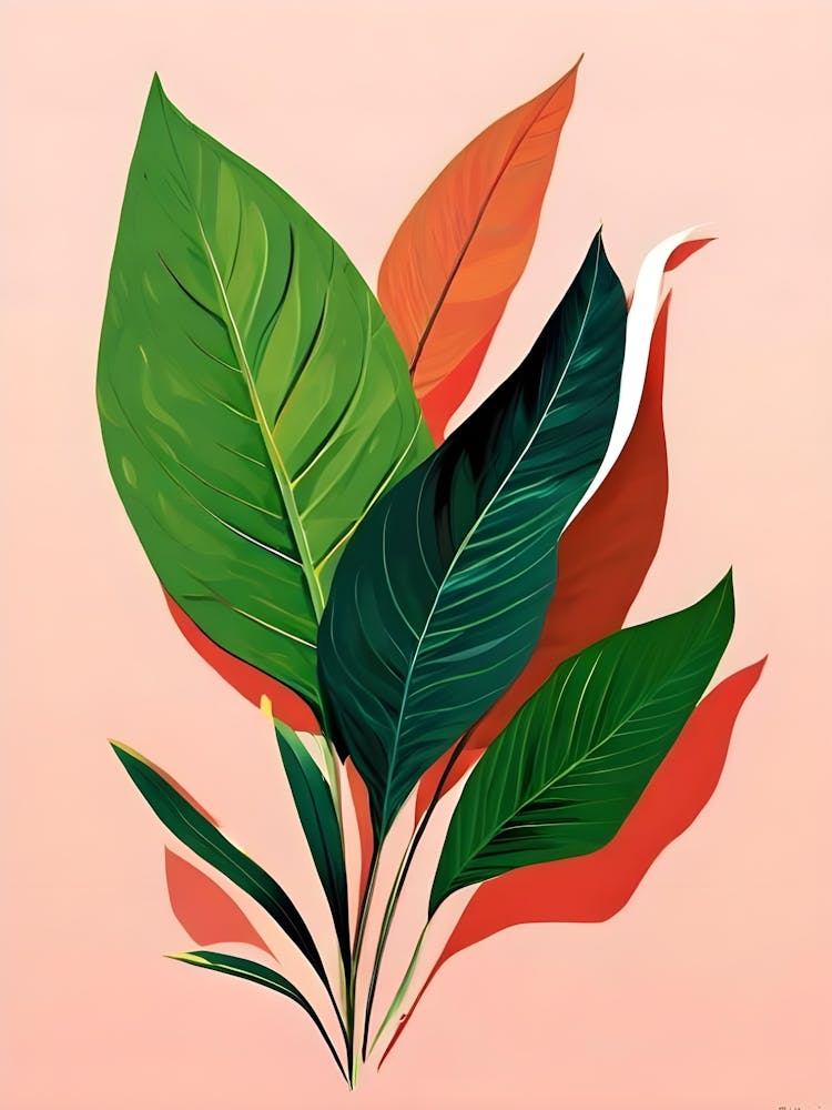 Leaves On A Pink Background