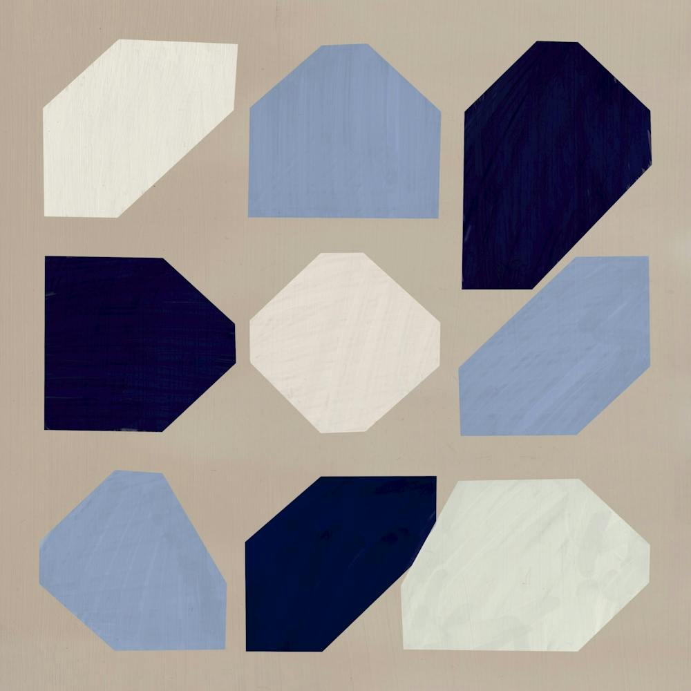Black , Blue And White
