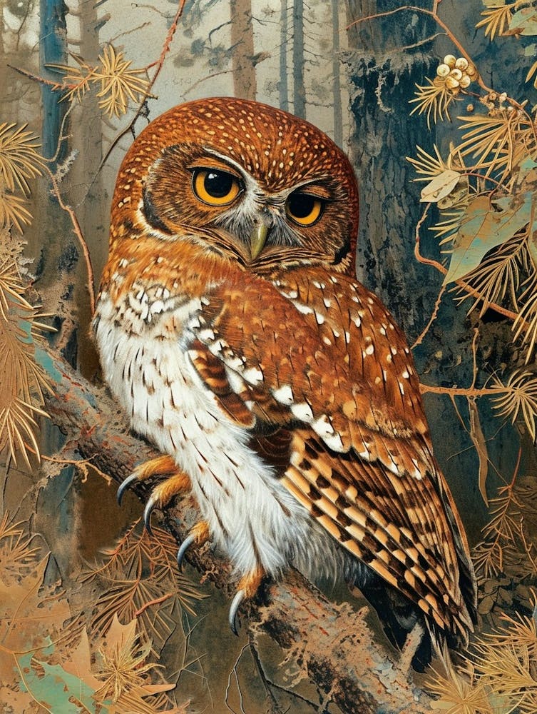 Northern Pygmy Owl - Illustration en Relief 1