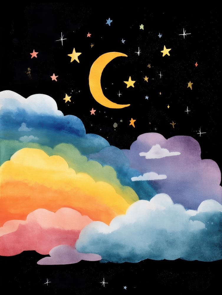 Nuages Arc-en-ciel et Lune