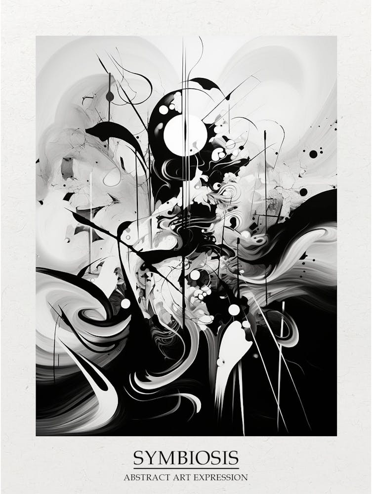 Symbiose Abstrakt Schwarz Und Weiß 7 Poster