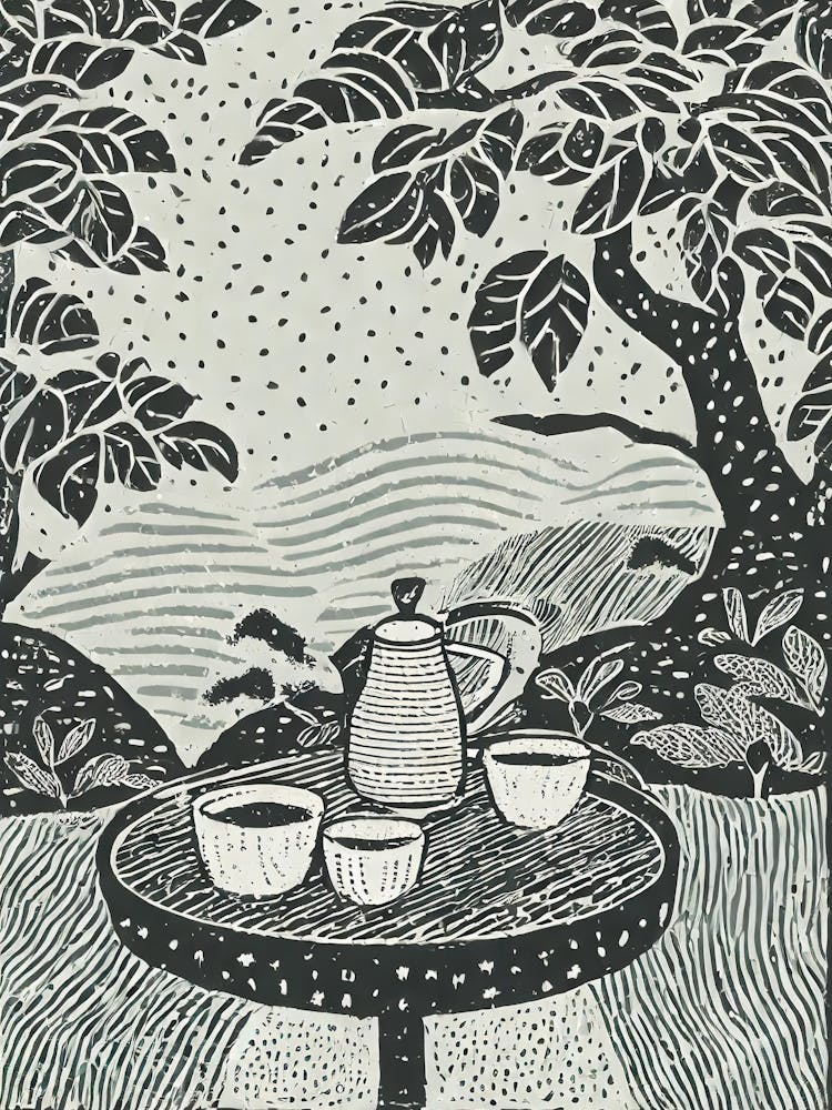 A Tea Ceremony In A Tranquil Garden Setting Ukiyo-E Style 1