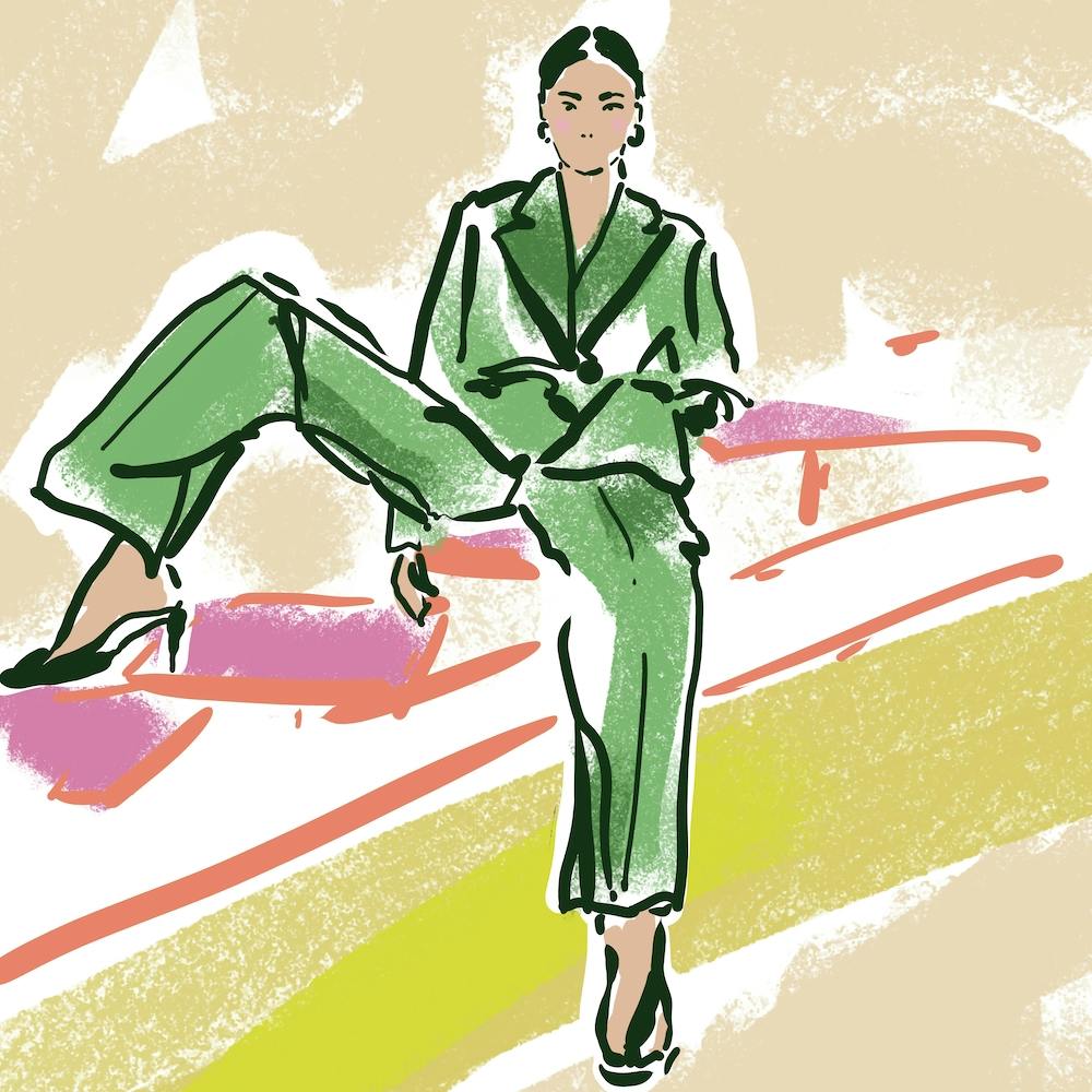Woman In A Green Suit