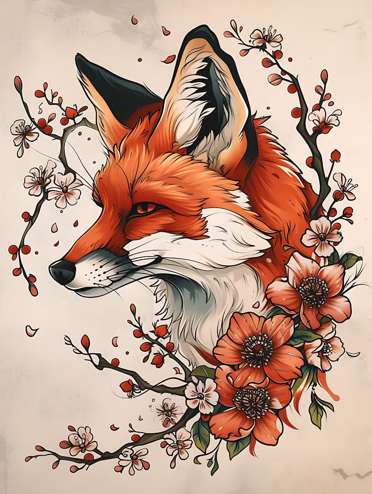 Amazing Red Fox With Flowers 15