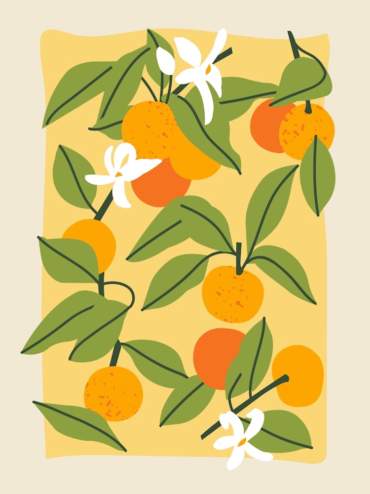 Oranges And Flowers Poster