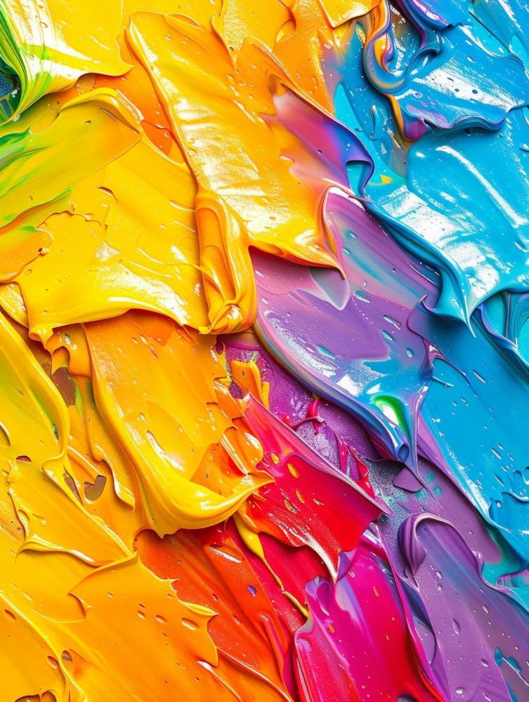 Colorful Paint Splashed On Canvas