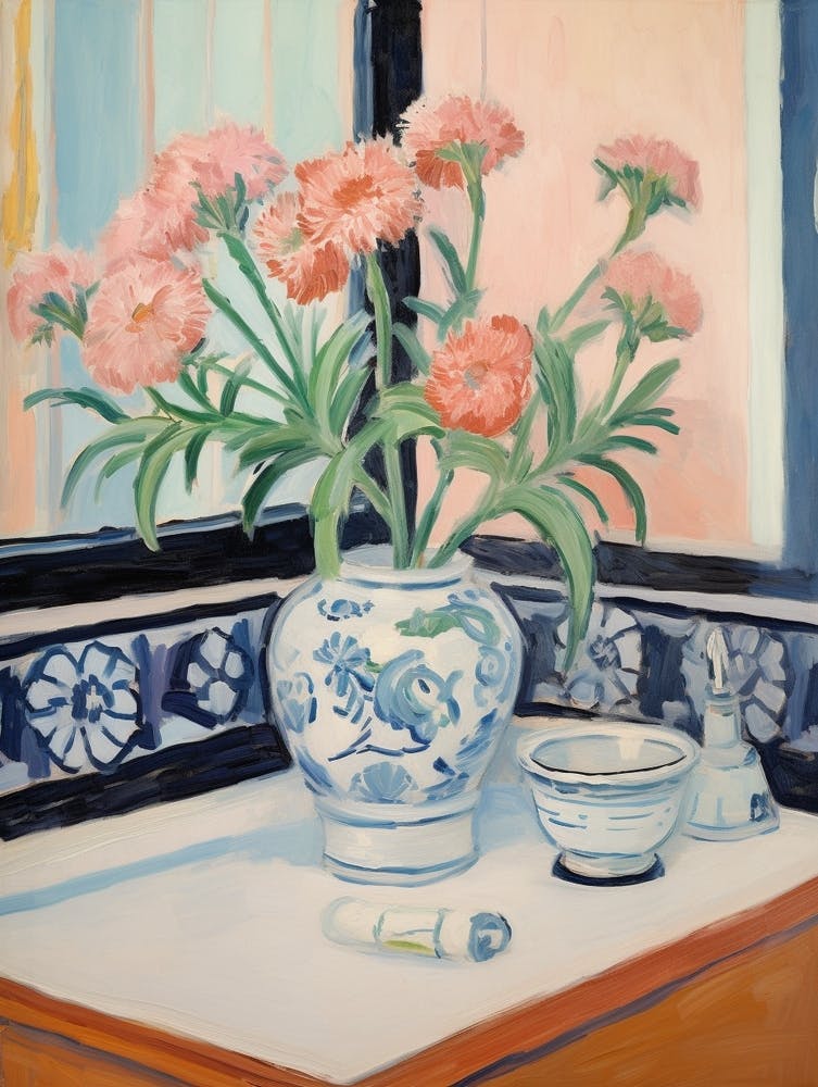 A Vase With Carnation, Flower Bouquet 2