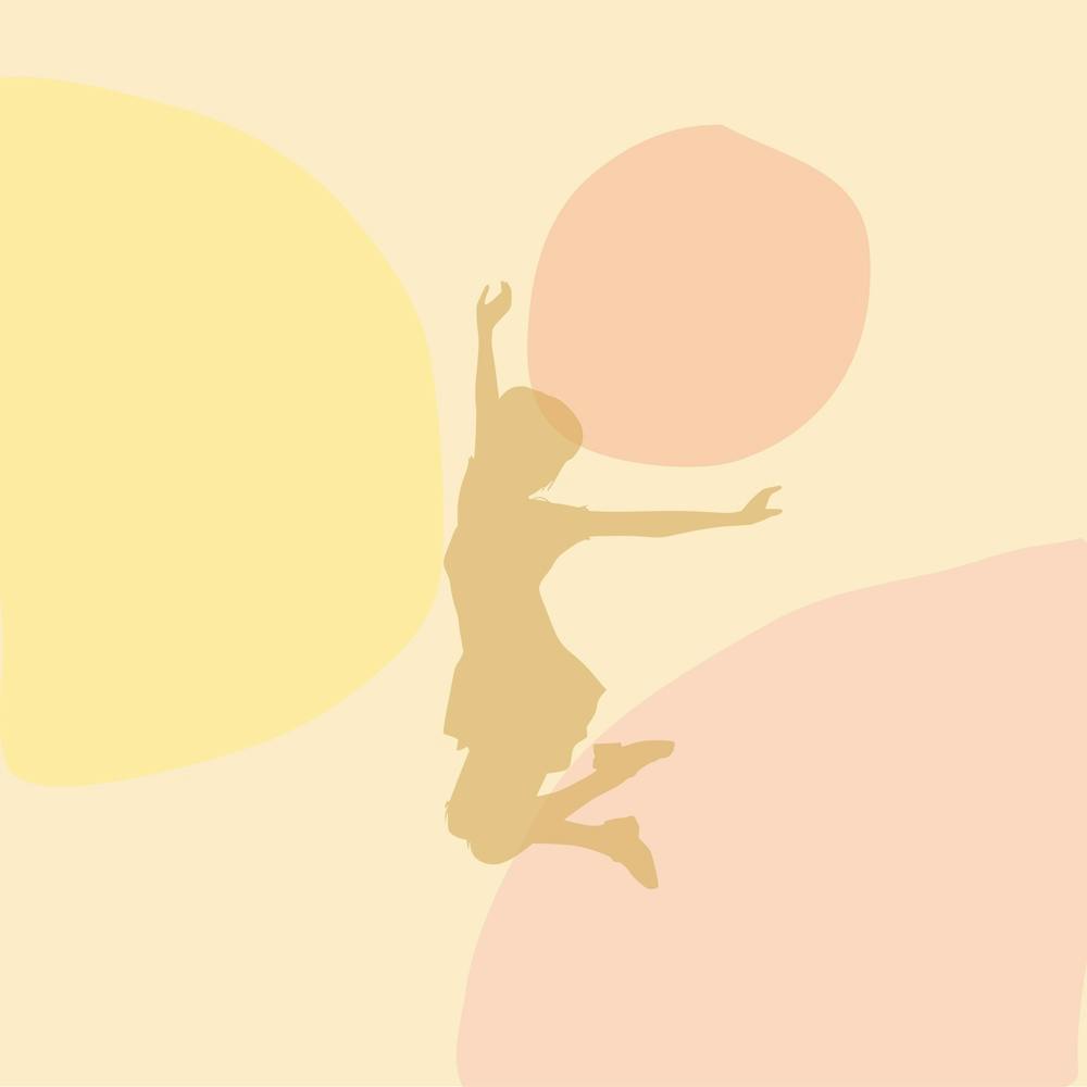 Girl Jumping on pastel background