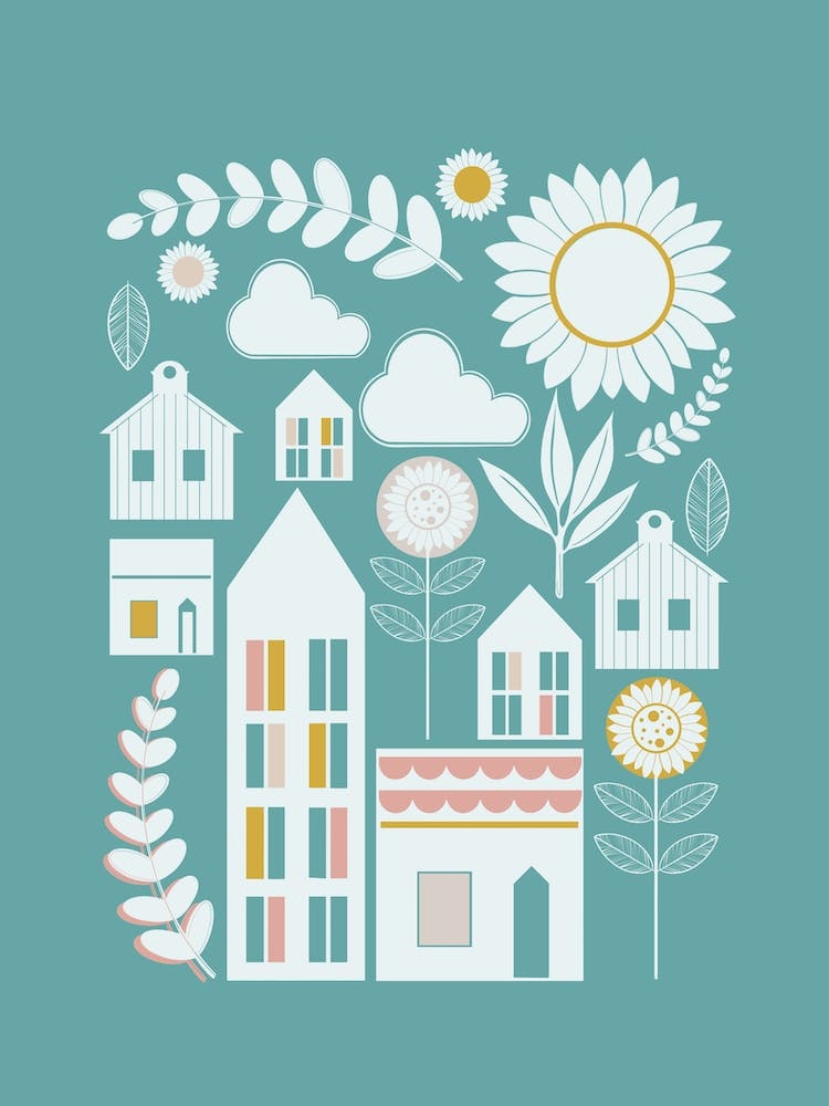 Scandi Village Scene In White