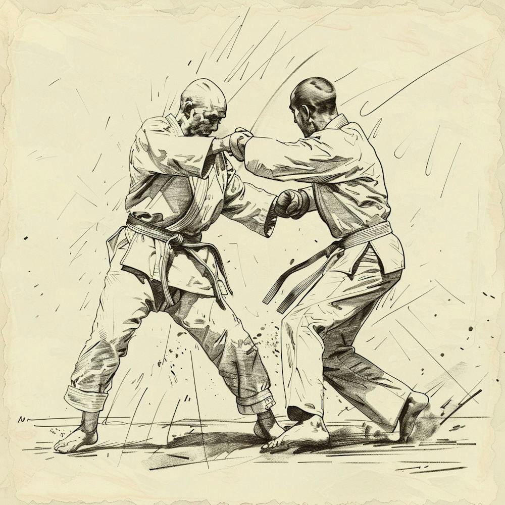 A Karate Sparring Hand Drawn Sketch Illustration 1718704193 3