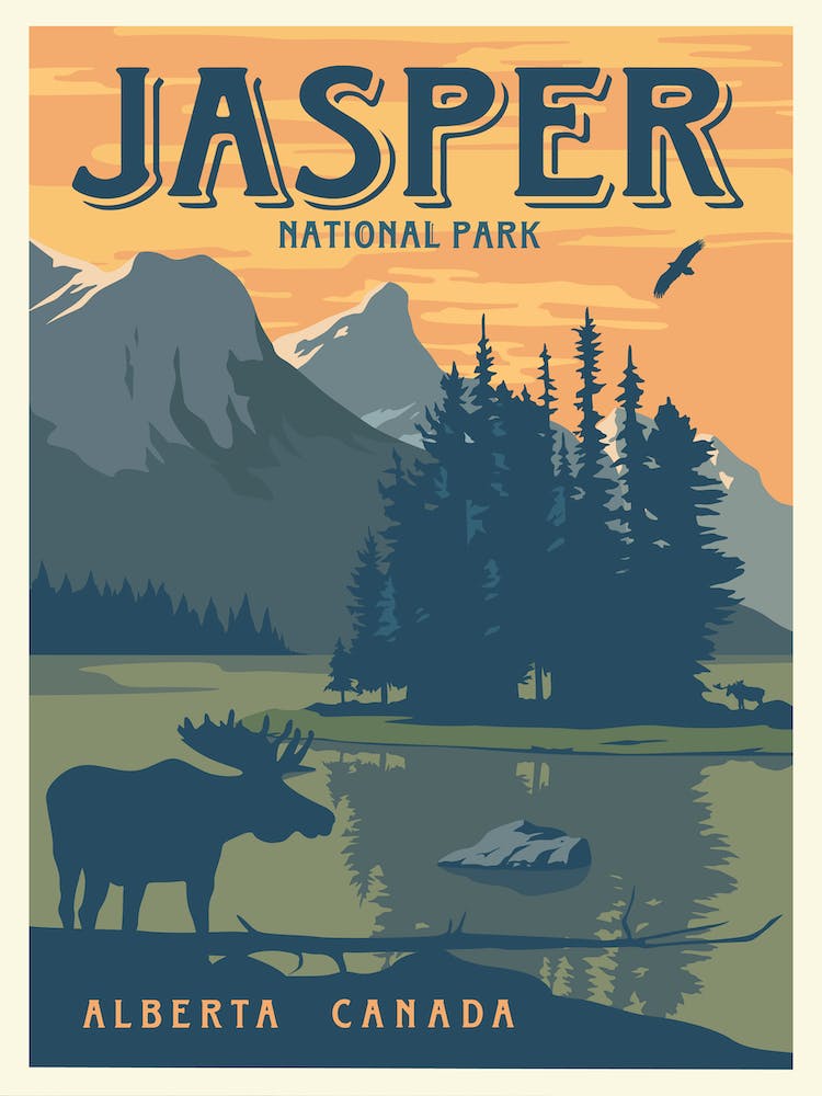 Jasper National Park Alberta Canada Travel Poster